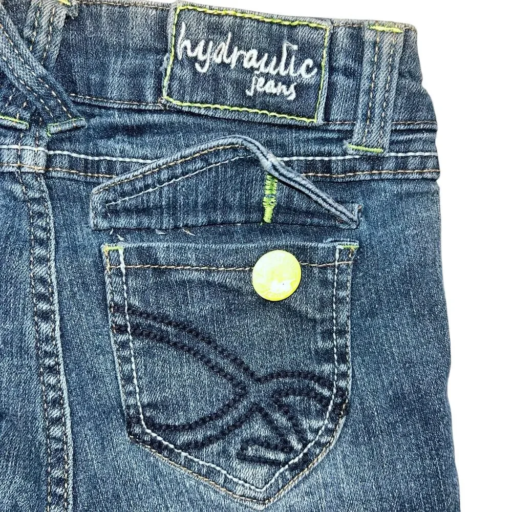 Hydraulic Girls Denim Blue Jean Shorts Shorty Short Stretch Paint Splatter Sz 8